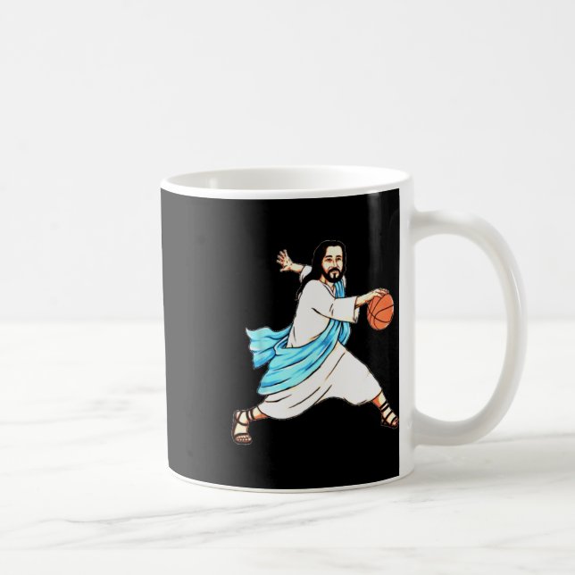 Jesus Play Bysketbyll Fun Christmas  Coffee Mug (Right)