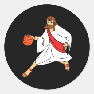 Jesus Playing Basketball 1 Classic Round Sticker