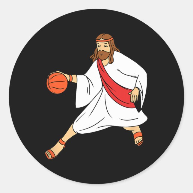 Jesus Playing Basketball 1 Classic Round Sticker (Front)