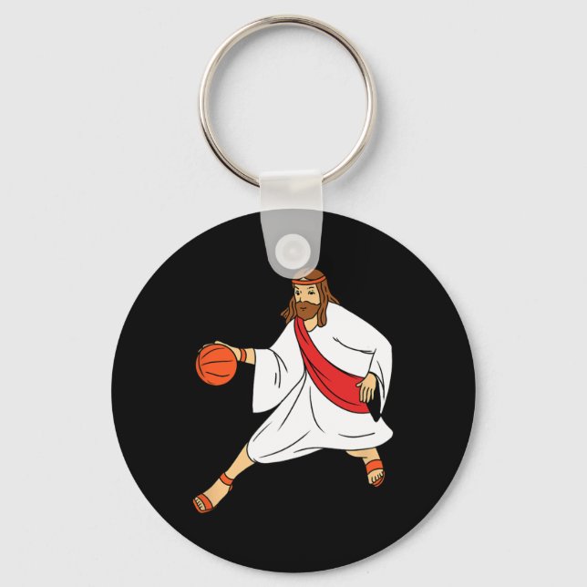 Jesus Playing Basketball 1 Key Ring (Front)