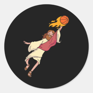 Jesus Playing Basketball Classic Round Sticker