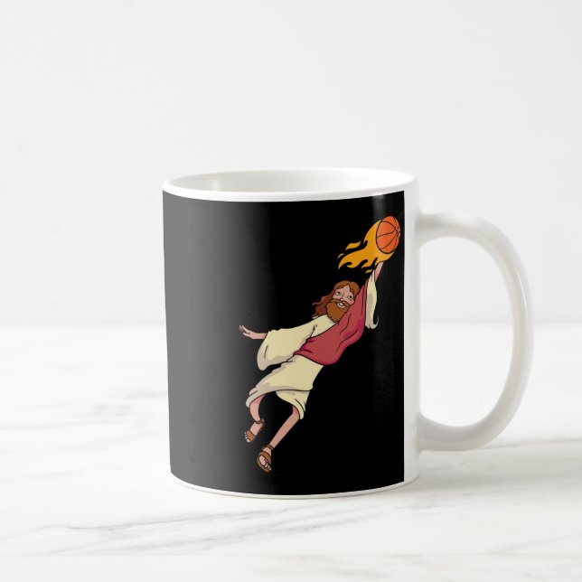 Jesus Playing Bysketbyll  Coffee Mug (Right)