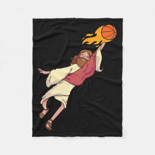Jesus Playing Bysketbyll Fleece Blanket