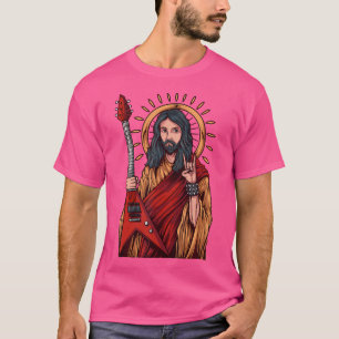 Jesus Playing Heavy Metal Guitar T-Shirt