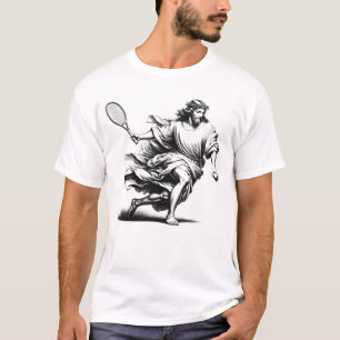 Jesus Playing Tennis Vintage Retro 90s Christian T-Shirt