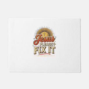Jesus Please Fix It Vintage Christian Typography D Doormat