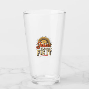 Jesus Please Fix It Vintage Christian Typography D Glass