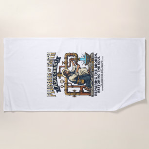 Jesus Plumber Graphic Tee Christian Art_1 Beach Towel