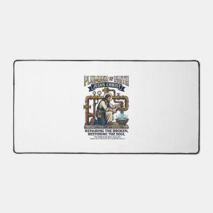 Jesus Plumber Graphic Tee Christian Art_1 Desk Mat