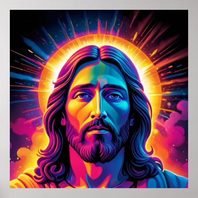 Jesus portrait in Neon Bold style Poster (Front)