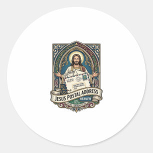 Jesus Postal Address Heaven Jesus Postal Address H Classic Round Sticker