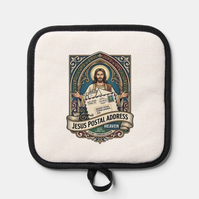 Jesus Postal Address Heaven Jesus Postal Address H Pot Holder (Front)