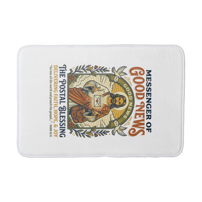 Jesus Postal Worker Delivery Shirt Faith Based Des Bath Mat (Front)
