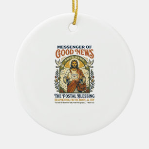 Jesus Postal Worker Delivery Shirt Faith Based Des Ceramic Tree Decoration