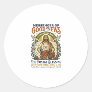Jesus Postal Worker Delivery Shirt Faith Based Des Classic Round Sticker