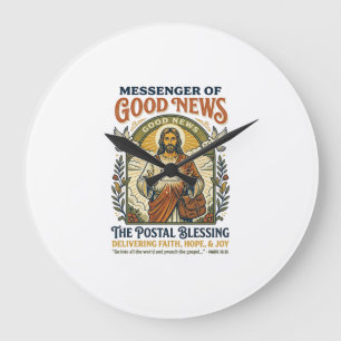 Jesus Postal Worker Delivery Shirt Faith Based Des Large Clock