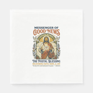 Jesus Postal Worker Delivery Shirt Faith Based Des Napkin