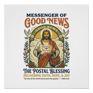 Jesus Postal Worker Delivery Shirt Faith Based Des Poster