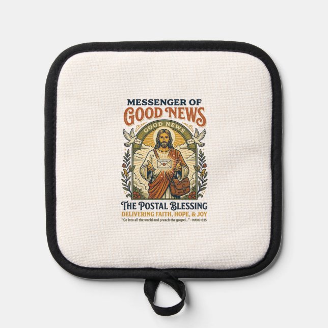 Jesus Postal Worker Delivery Shirt Faith Based Des Pot Holder (Front)