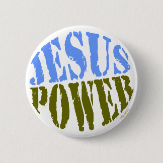 Jesus Power Blue & Green 6 Cm Round Badge