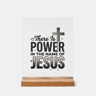 Jesus Power Religious Vintage Typography Shirt Acrylic Sign