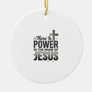 Jesus Power Religious Vintage Typography Shirt Ceramic Tree Decoration