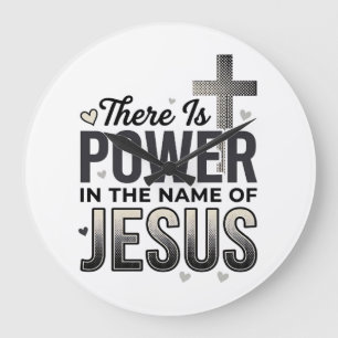 Jesus Power Religious Vintage Typography Shirt Large Clock