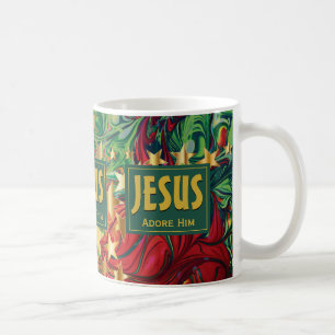 JESUS Praise Worship Adore STARS Christmas Coffee Mug
