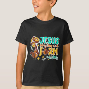 Jesus Praising And Farm Raising Chicken Farmer Chr T-Shirt