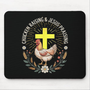 Jesus Prasing And Chicken Raising Funny Faith Farm Mouse Mat