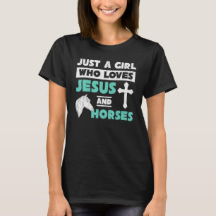 Jesus Prayer Horse Girls Women Horse Rider Cross T-Shirt
