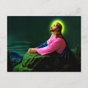 Jesus Praying Catholic Poster Greetingscard Postcard