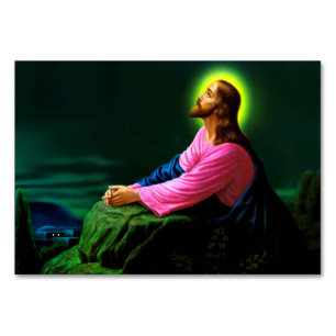 Jesus Praying Catholic Poster Greetingscard Table Number