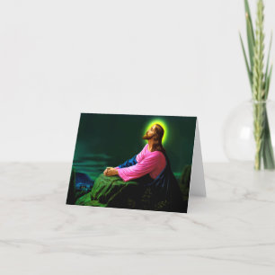 Jesus Praying Catholic Poster Greetingscard Thank You Card