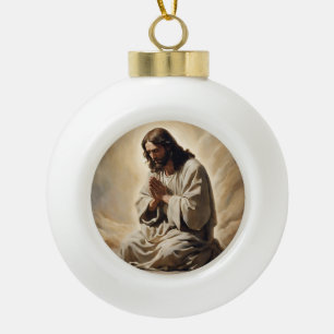 Jesus Praying Christmas Ornament