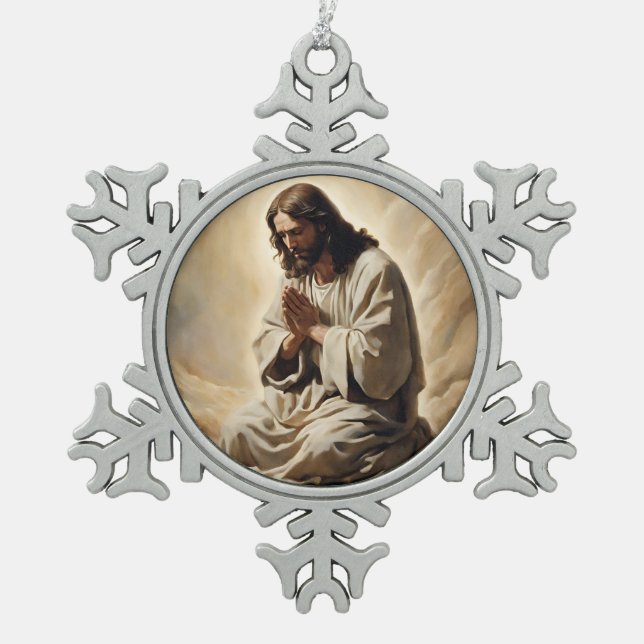 Jesus Praying Christmas Ornament (Front)