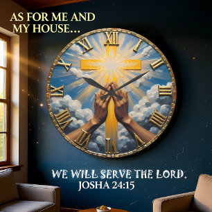 Jesus Praying Hands Sunburst Large Clock