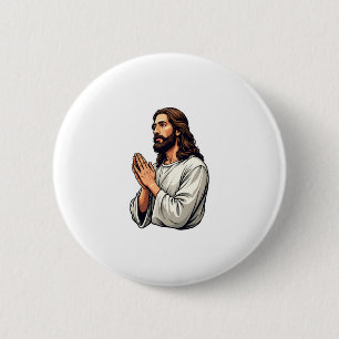 Jesus Praying Hands Vintage Engraving Tee 6 Cm Round Badge