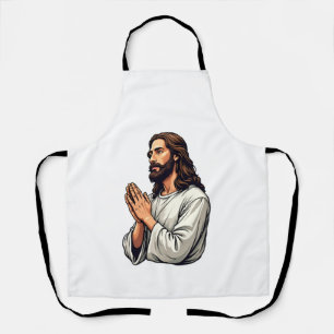 Jesus Praying Hands Vintage Engraving Tee Apron