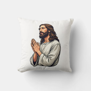 Jesus Praying Hands Vintage Engraving Tee Cushion