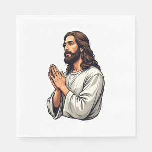 Jesus Praying Hands Vintage Engraving Tee Napkin