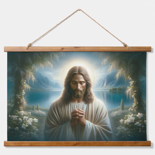 Jesus Praying Hanging Tapestry (Front)