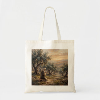 Jesus Praying in Gethsemane Garden Canvas Print Tote Bag