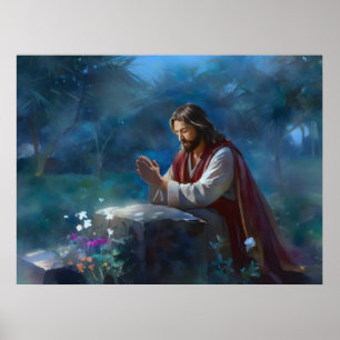 Jesus Praying In The Park Poster