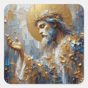 Jesus Praying - Jesus Series Art Collection Square Sticker