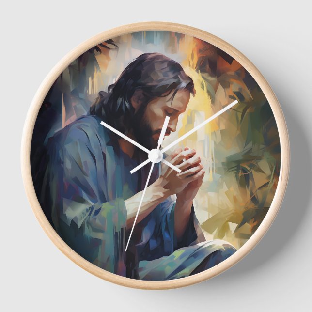Jesus Praying Wall Clock (Front)