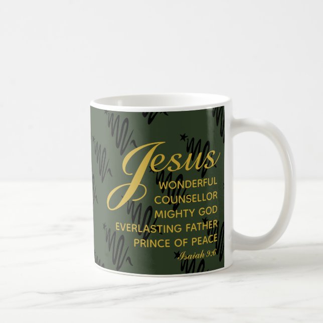 JESUS PRINCE OF PEACE Christmas Monogram Coffee Mug (Right)