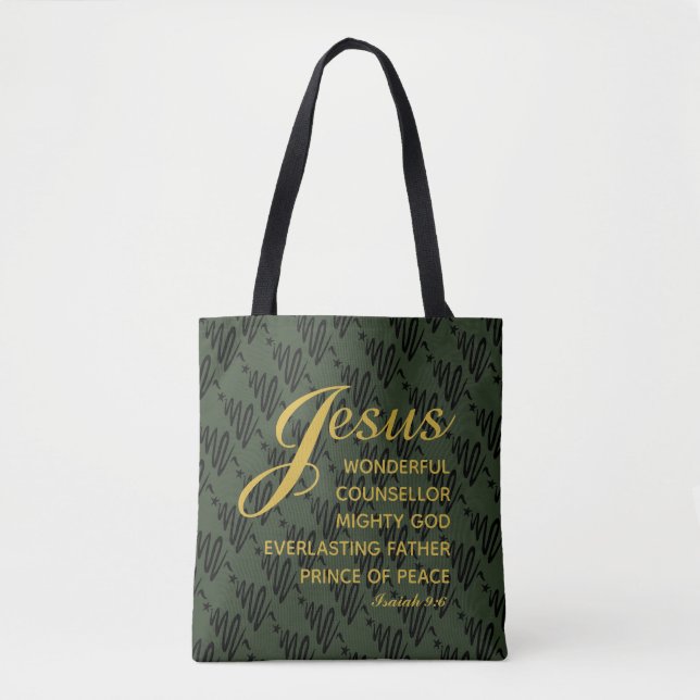JESUS PRINCE OF PEACE Isaiah Christmas Scripture Tote Bag (Front)