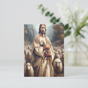 Jesus Protecting His Beloved Sheep Postcard