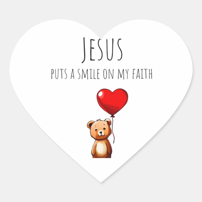 Jesus Puts A Smile On My Faith Heart Stickers (Front)